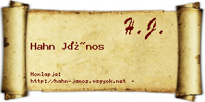 Hahn János névjegykártya